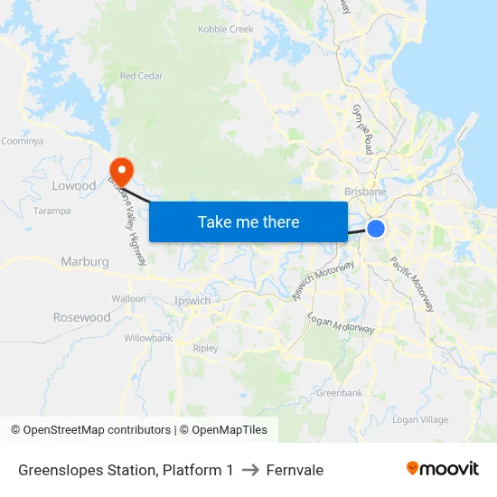 Greenslopes Station, Platform 1 to Fernvale map