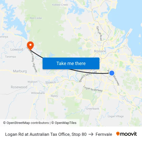 Logan Rd at Australian Tax Office, Stop 80 to Fernvale map