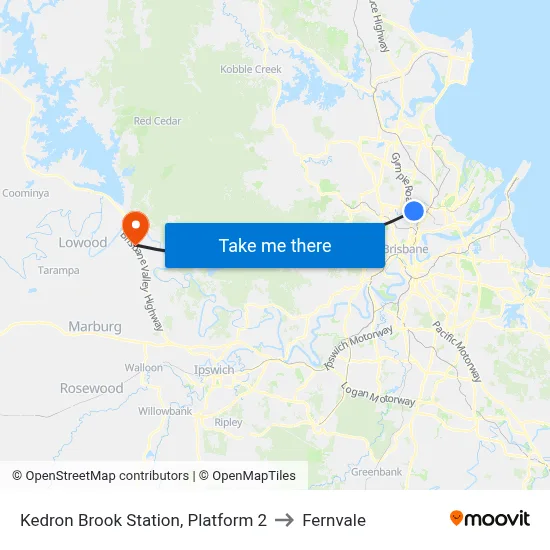 Kedron Brook Station, Platform 2 to Fernvale map