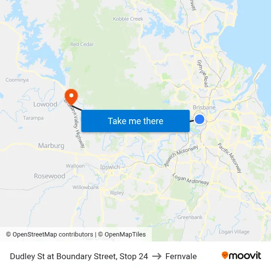 Dudley St at Boundary Street, Stop 24 to Fernvale map