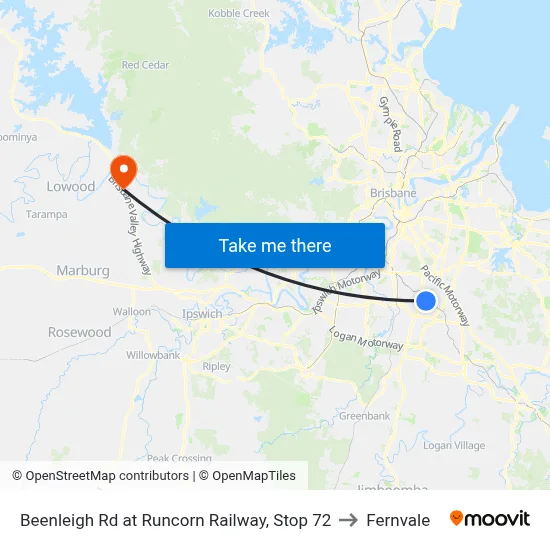 Beenleigh Rd at Runcorn Railway, Stop 72 to Fernvale map
