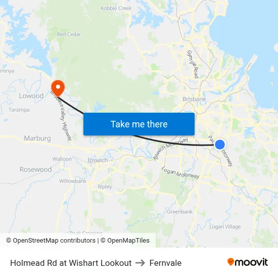 Holmead Rd at Wishart Lookout to Fernvale map