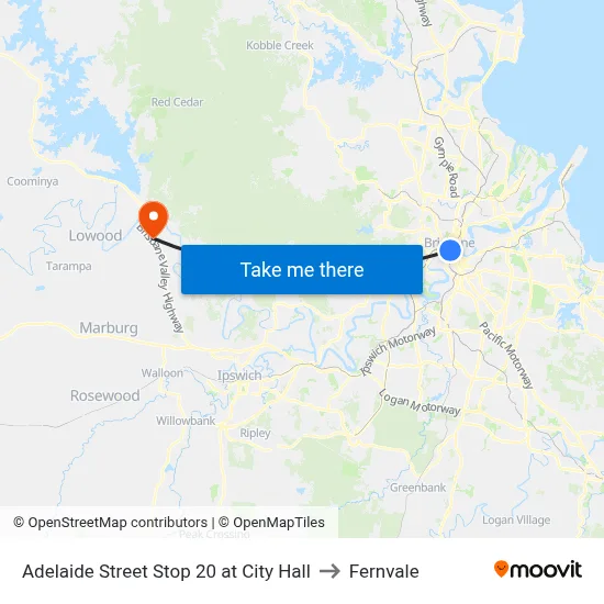 Adelaide Street Stop 20 at City Hall to Fernvale map