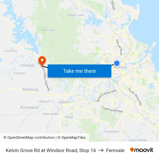 Kelvin Grove Rd at Windsor Road, Stop 16 to Fernvale map