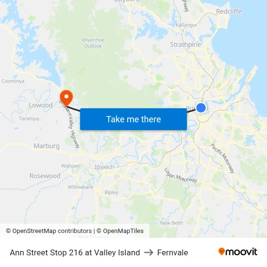 Ann Street Stop 216 at Valley Island to Fernvale map