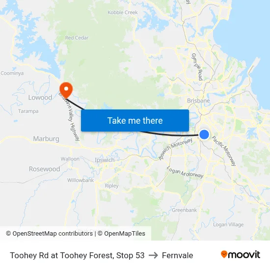 Toohey Rd at Toohey Forest, Stop 53 to Fernvale map