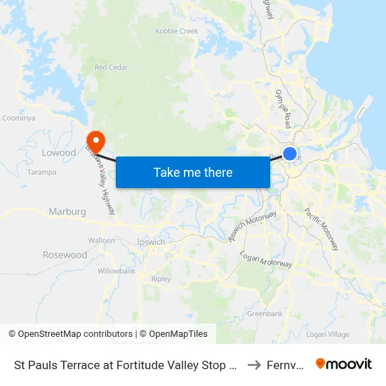 St Pauls Terrace at Fortitude Valley Stop 240 to Fernvale map