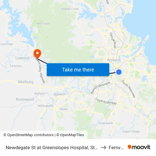 Newdegate St at Greenslopes Hospital, Stop 23 to Fernvale map