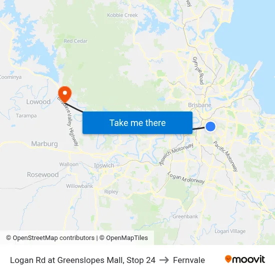 Logan Rd at Greenslopes Mall, Stop 24 to Fernvale map