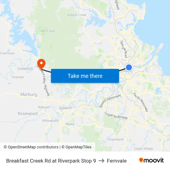 Breakfast Creek Rd at Riverpark Stop 9 to Fernvale map