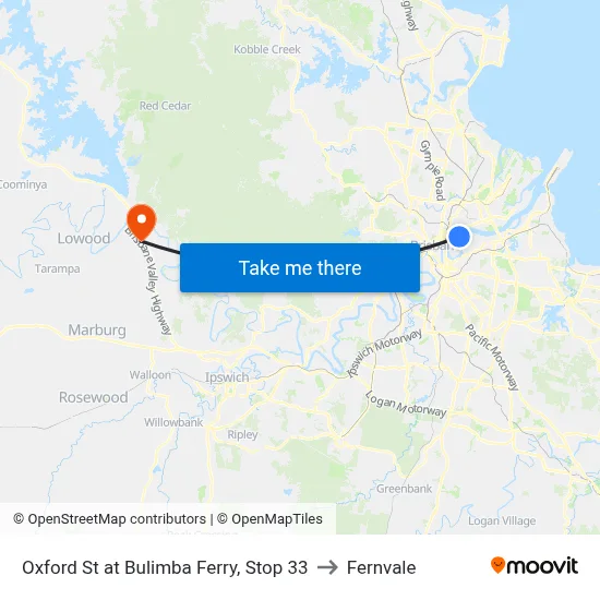 Oxford St at Bulimba Ferry, Stop 33 to Fernvale map