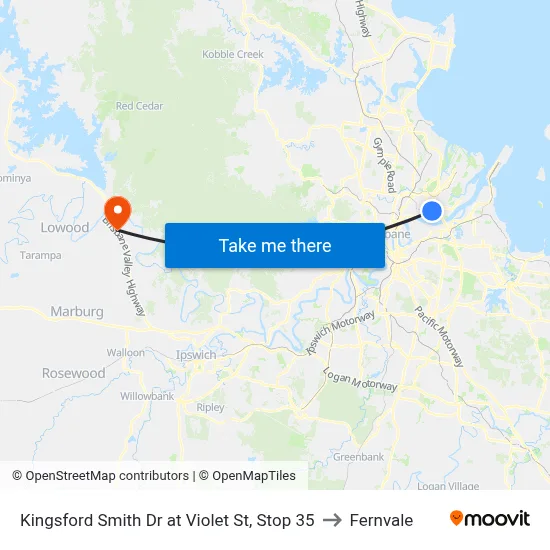 Kingsford Smith Dr at Violet St, Stop 35 to Fernvale map