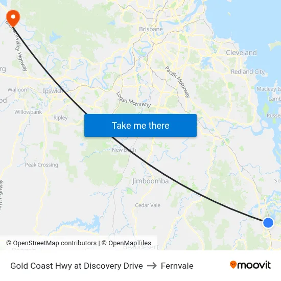 Gold Coast Hwy at Discovery Drive to Fernvale map