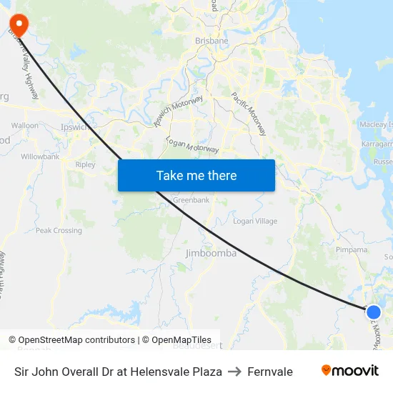 Sir John Overall Dr at Helensvale Plaza to Fernvale map