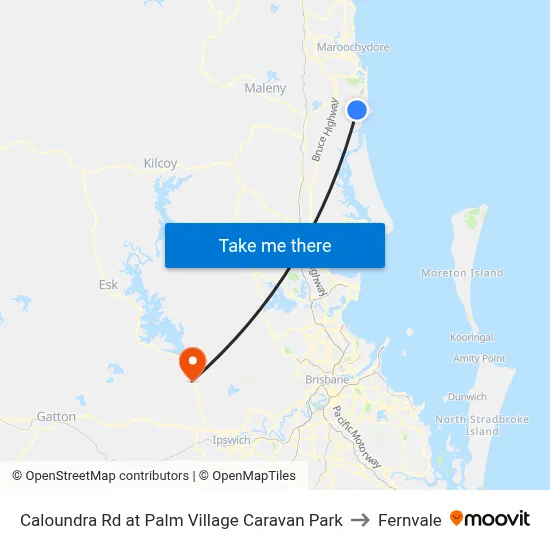 Caloundra Rd at Palm Village Caravan Park to Fernvale map