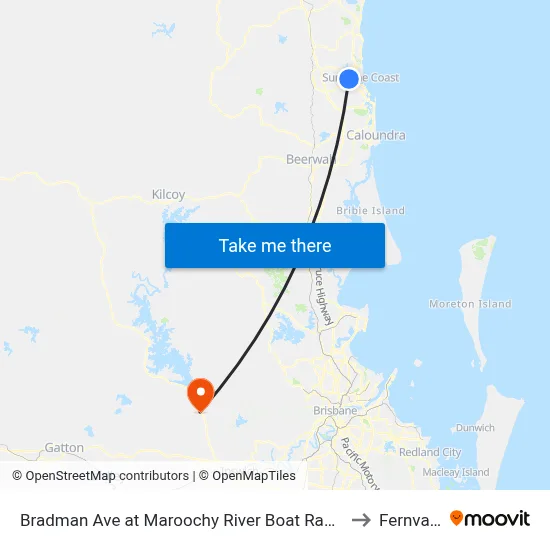 Bradman Ave at Maroochy River Boat Ramp to Fernvale map