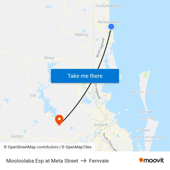 Mooloolaba Esp at Meta Street to Fernvale map