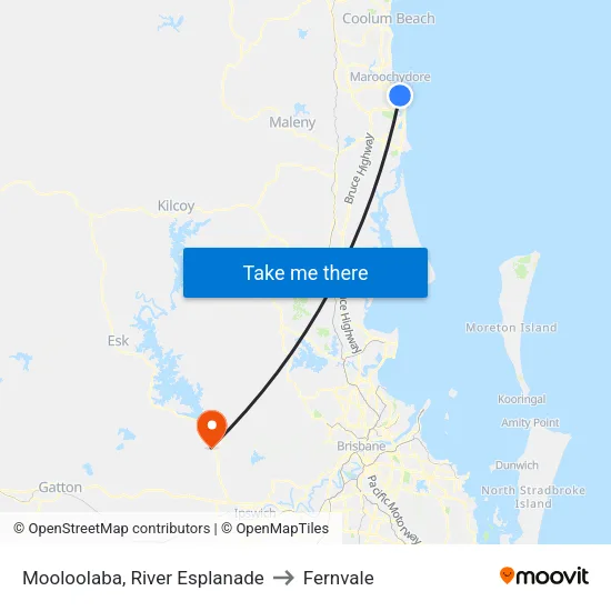 Mooloolaba, River Esplanade to Fernvale map