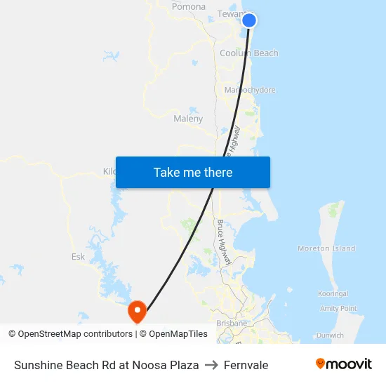 Sunshine Beach Rd at Noosa Plaza to Fernvale map