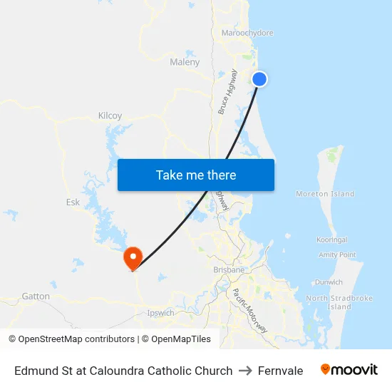 Edmund St at Caloundra Catholic Church to Fernvale map