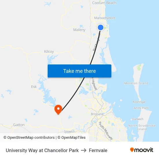 University Way at Chancellor Park to Fernvale map