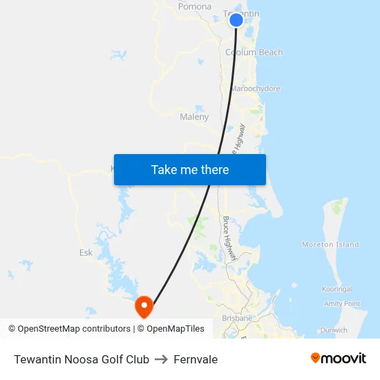 Tewantin Noosa Golf Club to Fernvale map