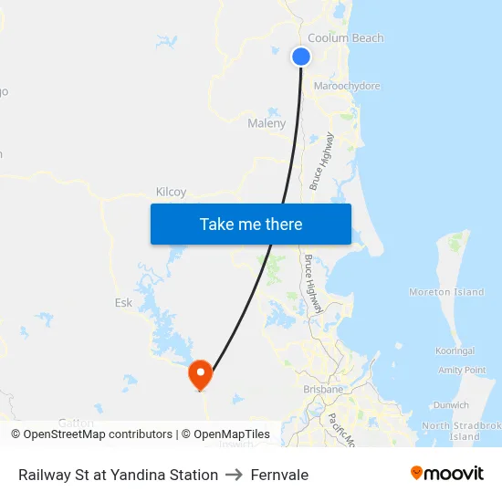 Railway St at Yandina Station to Fernvale map