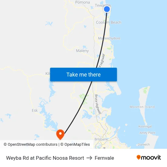 Weyba Rd at Pacific Noosa Resort to Fernvale map