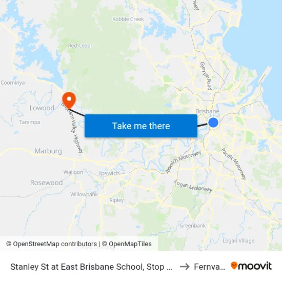 Stanley St at East Brisbane School, Stop 10 to Fernvale map