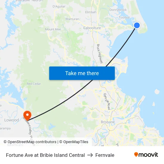 Fortune Ave at Bribie Island Central to Fernvale map