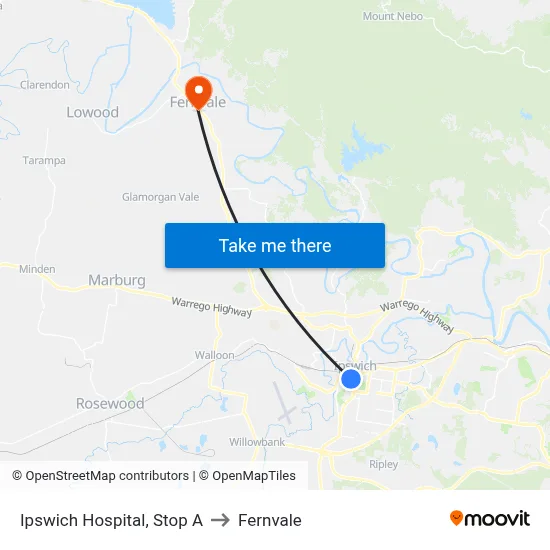 Ipswich Hospital, Stop A to Fernvale map