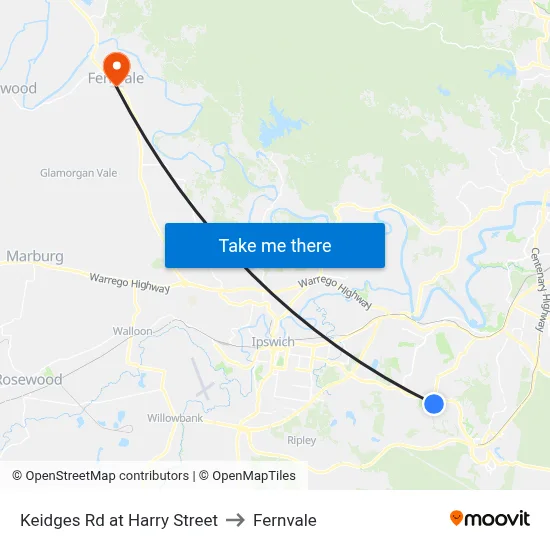 Keidges Rd at Harry Street to Fernvale map