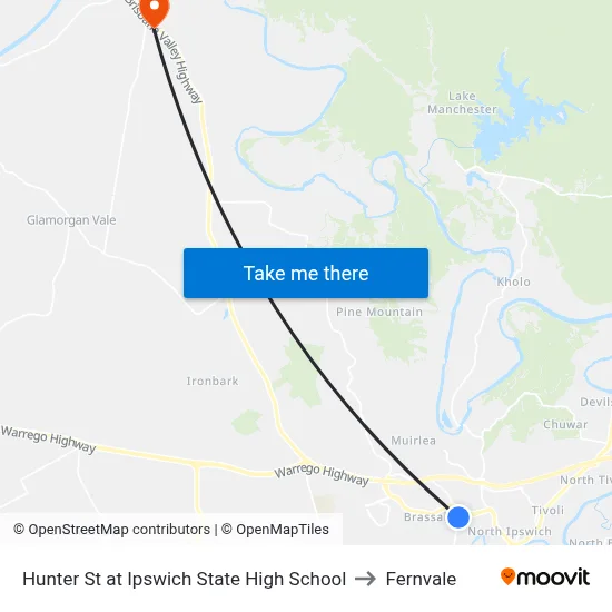 Hunter St at Ipswich State High School to Fernvale map