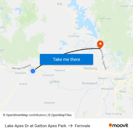 Lake Apex Dr at Gatton Apex Park to Fernvale map