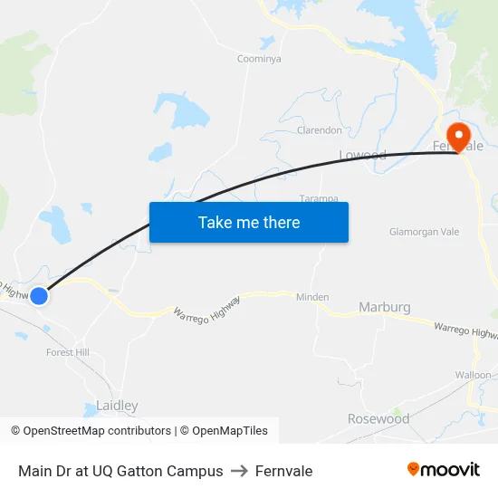 Main Dr at UQ Gatton Campus to Fernvale map