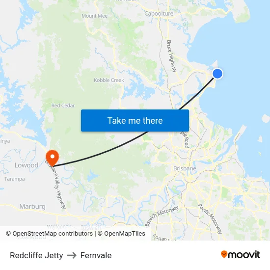 Redcliffe Jetty to Fernvale map