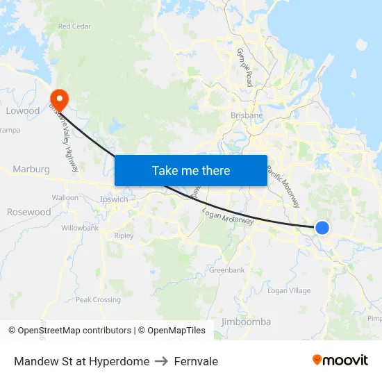 Mandew St at Hyperdome to Fernvale map