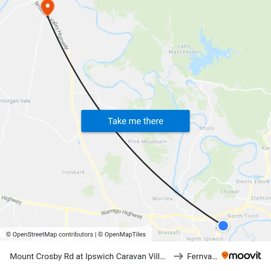Mount Crosby Rd at Ipswich Caravan Village to Fernvale map