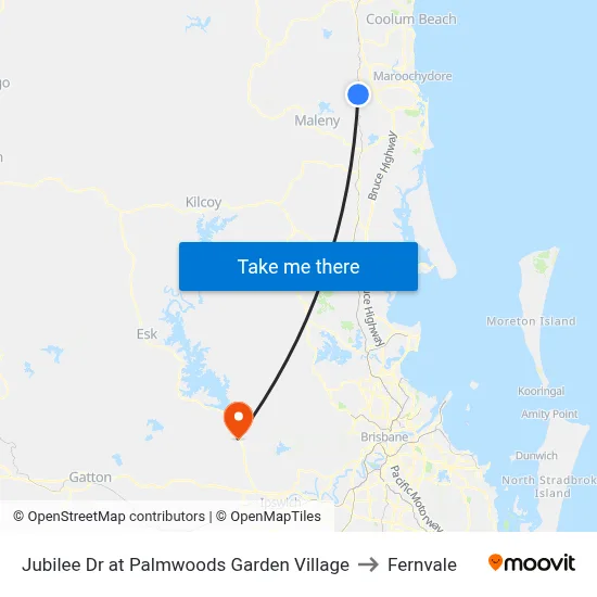 Jubilee Dr at Palmwoods Garden Village to Fernvale map