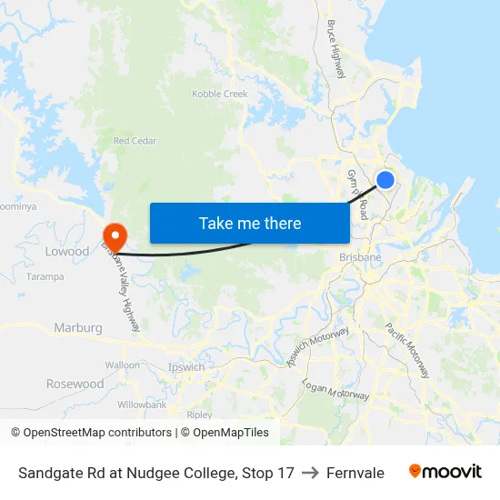 Sandgate Rd at Nudgee College, Stop 17 to Fernvale map