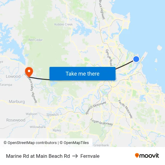 Marine Rd at Main Beach Rd to Fernvale map