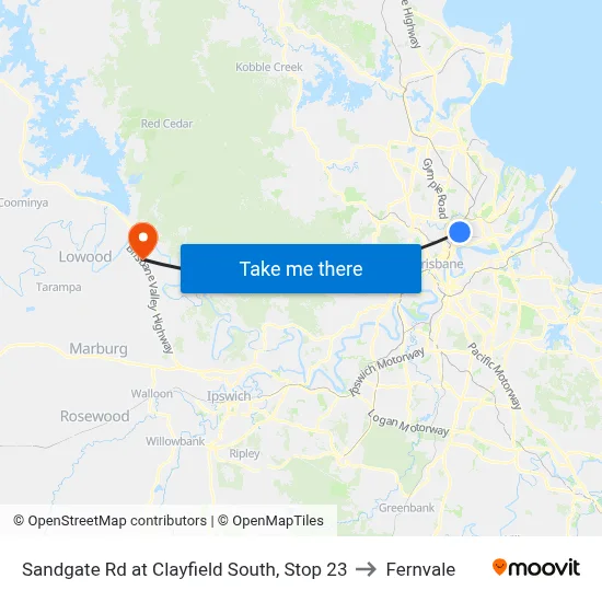 Sandgate Rd at Clayfield South, Stop 23 to Fernvale map