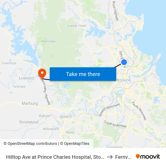 Hilltop Ave at Prince Charles Hospital, Stop 35 to Fernvale map