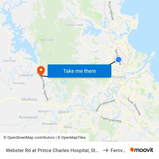 Webster Rd at Prince Charles Hospital, Stop 38 to Fernvale map