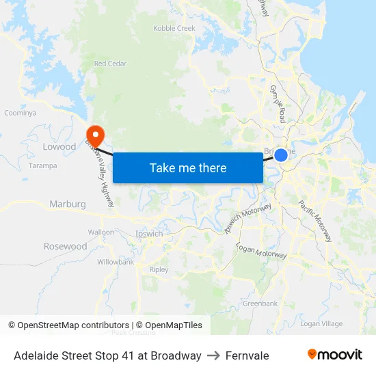 Adelaide Street Stop 41 at Broadway to Fernvale map