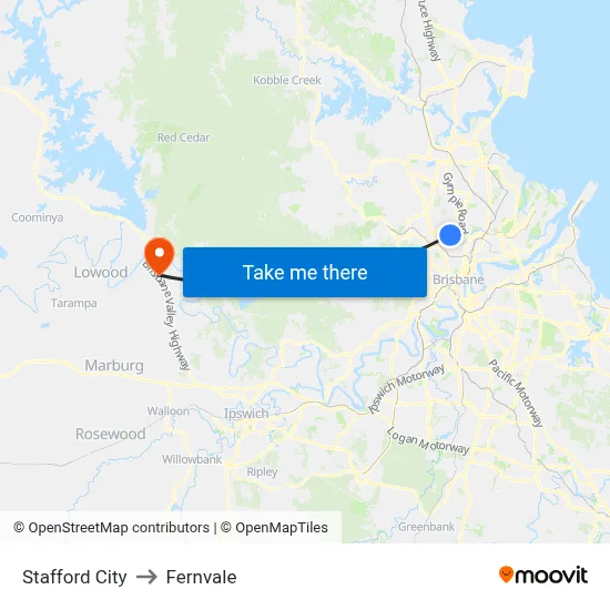 Stafford City to Fernvale map