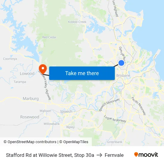 Stafford Rd at Willowie Street, Stop 30a to Fernvale map