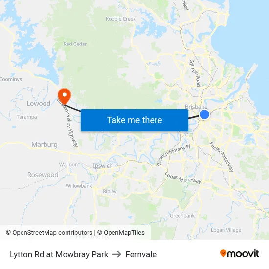 Lytton Rd at Mowbray Park to Fernvale map