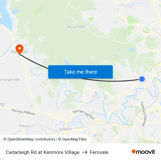 Cedarleigh Rd at Kenmore Village to Fernvale map