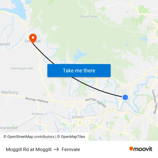 Moggill Rd at Moggill to Fernvale map